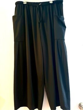 HALARA Black Elastic Waist Wide-Leg Barrel style Pants. New no tag
